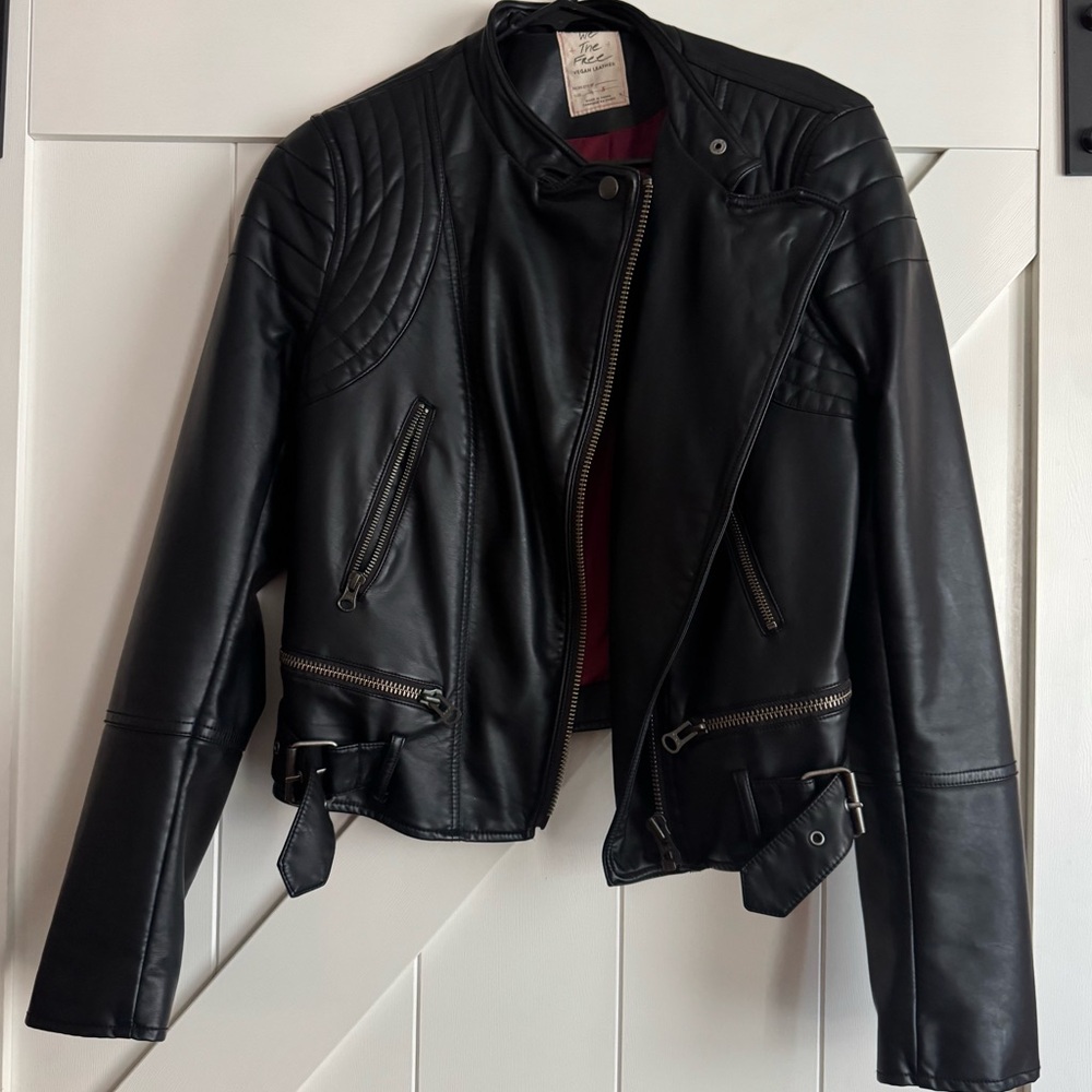 We The Free Black Vegan Leather Jacket